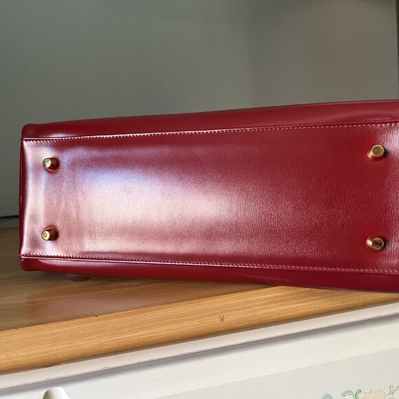 Wirkin Designer Inspired Kelly Red Box Smooth Leather 32 CM Bag - Picture 6 of 11